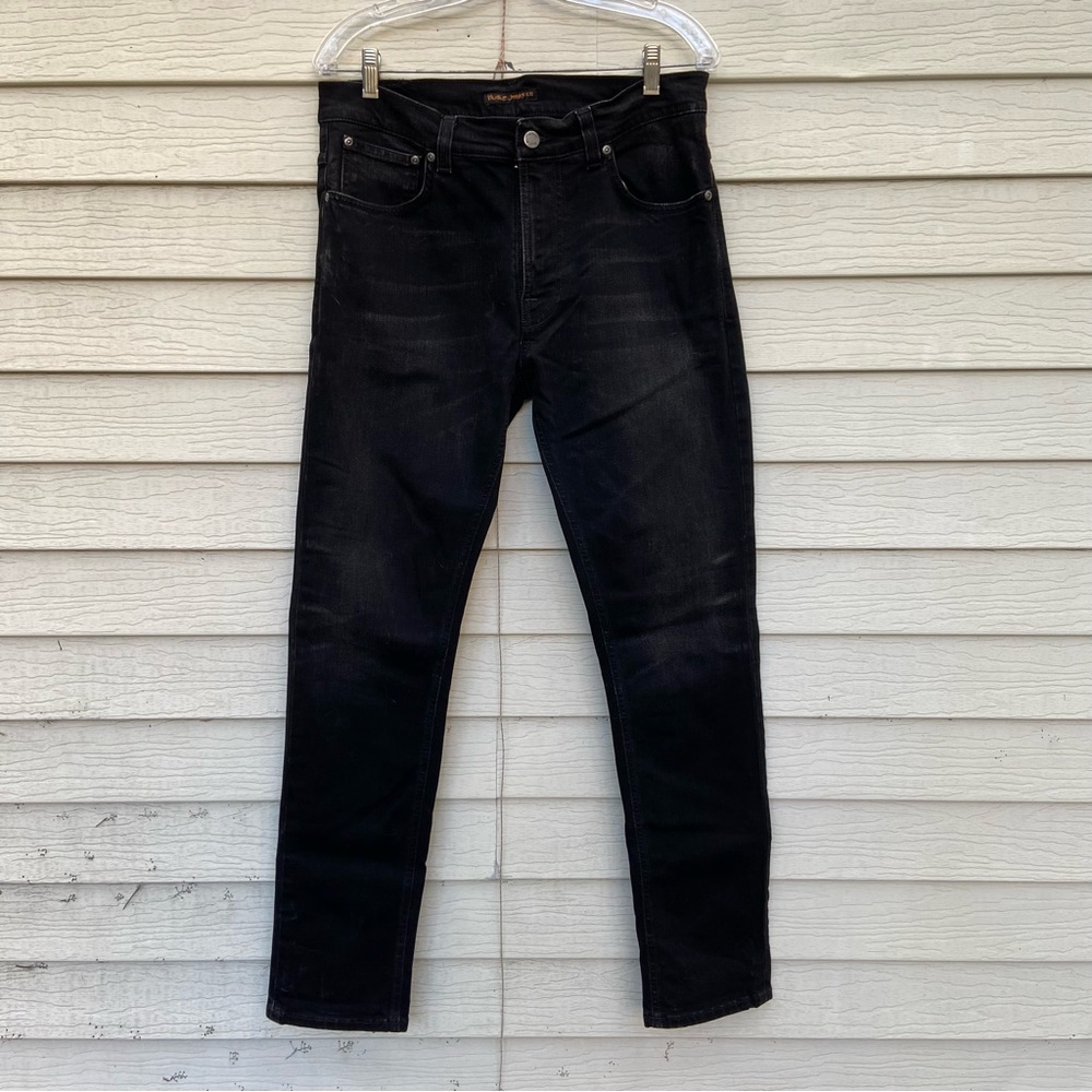 Nudie Jeans Skinny Dark Black Denim Lean Dean / Black Ridge - Picture 8 of 9